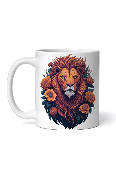 OEM Εξατομικευμένη Λευκή Κούπα, Λιοντάρι σε Λουλούδια, Inovatix®. 330ml