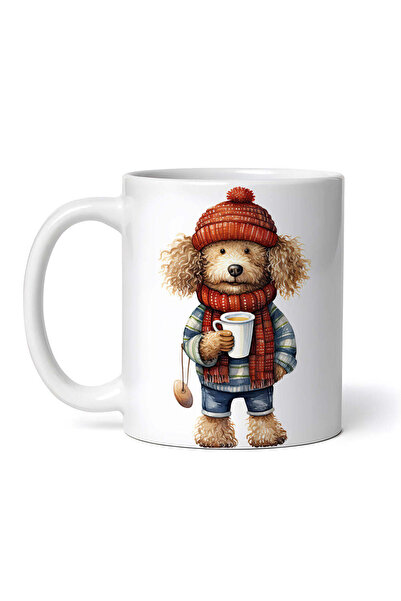 OEM Εξατομικευμένη λευκή κούπα, Κανίς που πίνει καφέ, INOVATIX®. 330ml