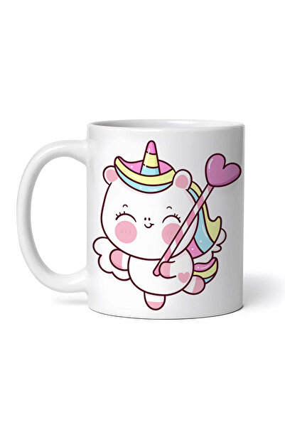 OEM Cană albă personalizată, Unicorn de Ziua Îndrăgostiților cu inimă, INOVAT...