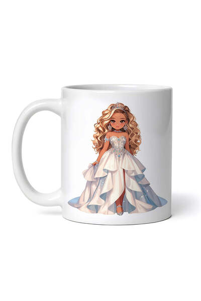 OEM Εξατομικευμένη λευκή κούπα, Πριγκίπισσα με λευκό φόρεμα, INOVATIX®. 330ml