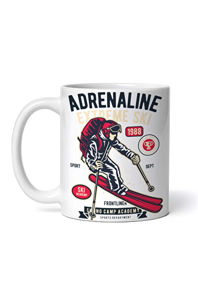 OEM Cană albă personalizată, Adrenaline Skier, INOVATIX®. 330ml