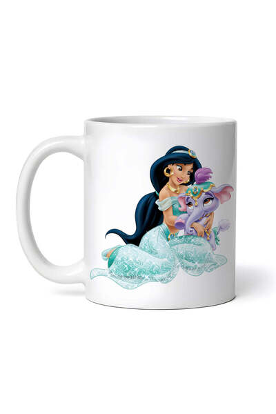 OEM Cană albă personalizată, Prințesa Jasmine cu elefantul ei, INOVATIX®. 330ml