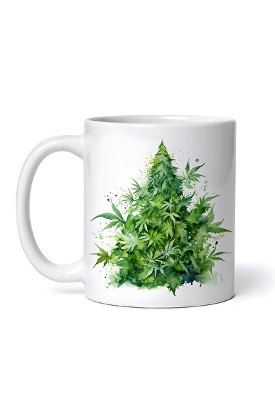 OEM Cană albă personalizată, Copac de iarnă din frunze de canabis, INOVATIX®....