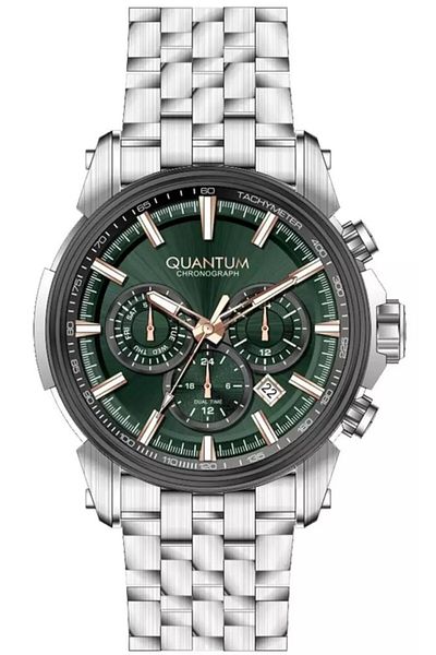 Quantum Pwg1176.370 Green Dial Sapphire Glass Steel Men's Wristwatch