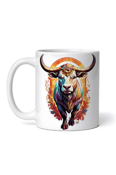 OEM Cană albă personalizată, simbol zodiacal Taur, Inovatix®. 330 ml