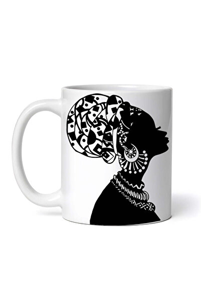 OEM Εξατομικευμένη λευκή κούπα, Πορτρέτο μιας Αφρο-γυναίκας με τουρμπάνι, INO...