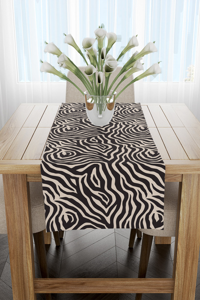 EsnafAli Runner cu dungi zebră negru crem 40x220