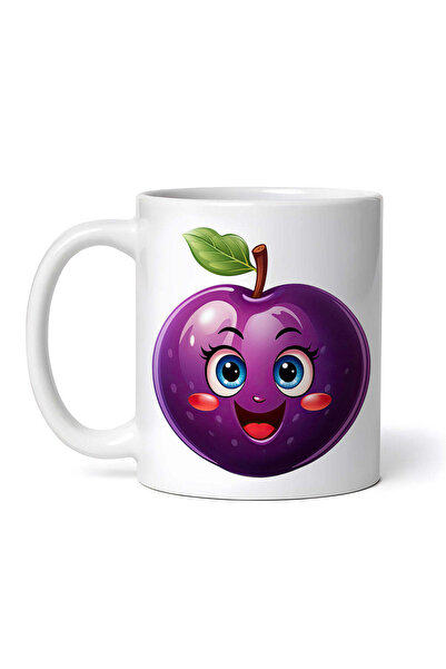 OEM Cană albă personalizată, Prună Zâmbitoare, INOVATIX®. 330ml