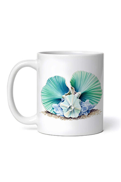 OEM Cană albă personalizată, scoici și flori, Inovatix®. 330 ml