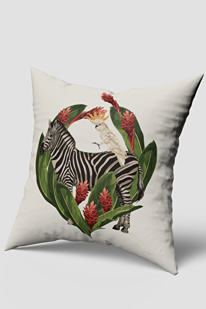 EsnafAli غطاء وسادة بنمط أوراق الشجر الغريبة من زيبرا ببغاء