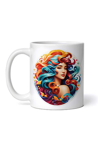 OEM Εξατομικευμένη λευκή κούπα, πορτρέτο κοριτσιού Ιχθύες, INOVATIX®. 330ml