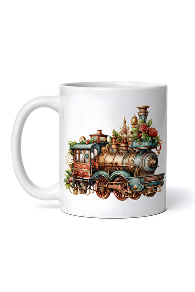 OEM Cană albă personalizată, Locomotivă vintage cu busuioc, Inovatix®. 330 ml