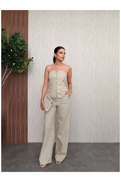 ESRAHELVACI Straples Linen Trousers Set