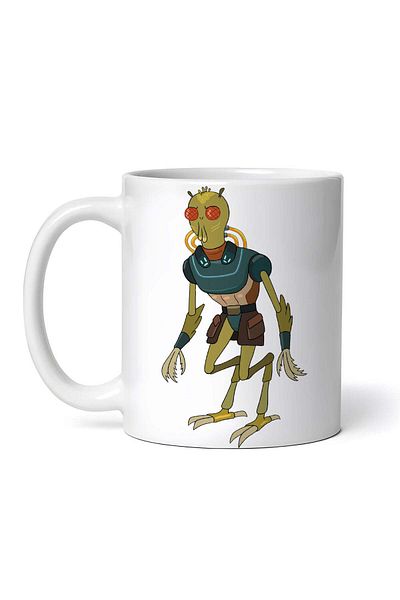 OEM Personalized white mug, Rick and Morty the green alien, INOVATIX®. 330ml