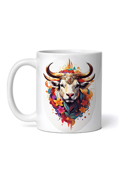 OEM Εξατομικευμένη Λευκή Κούπα, Σύμβολο Ζωδίου Ταύρου, Inovatix®. 330ml