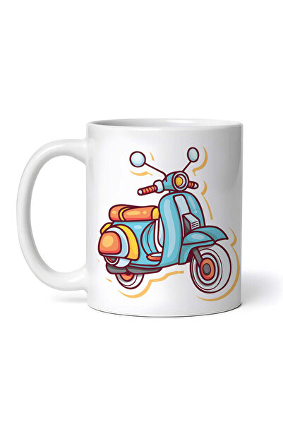 OEM Cană albă personalizată, scuter colorat, Inovatix®. 330 ml