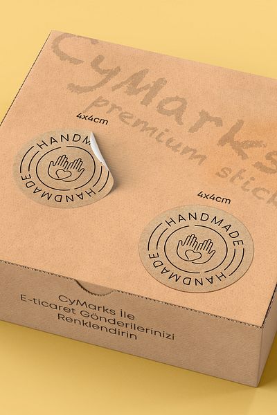 alışveriş kurdu Hand Made Written Sticker Packaging Shipping Packing Label - 4X4Cm 70 Pieces Round