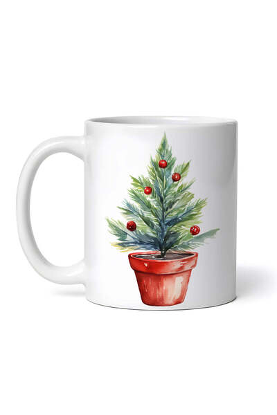 OEM Εξατομικευμένη λευκή κούπα, χριστουγεννιάτικο κλαδί, INOVATIX®. 330ml