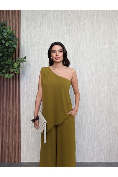 ESRAHELVACI Single Sleeve Asymmetrical Pants Set