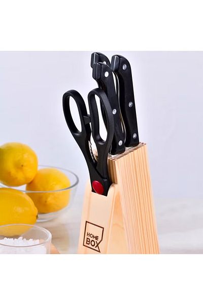rexa 6-piece Stainless Steel Knife Set Black/silver/beige