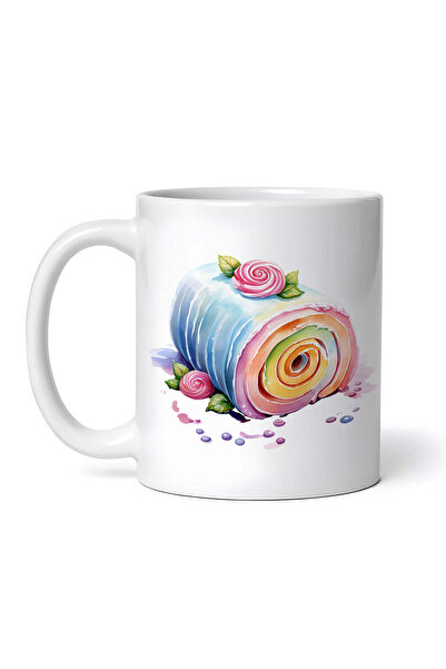 OEM Personalized White Mug, Rainbow Roll With Floral Ornament, Inovatix®. 330ml