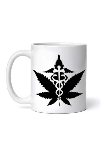 OEM Cană albă personalizată, simbol medical cu frunze de canabis, Inovatix®. ...