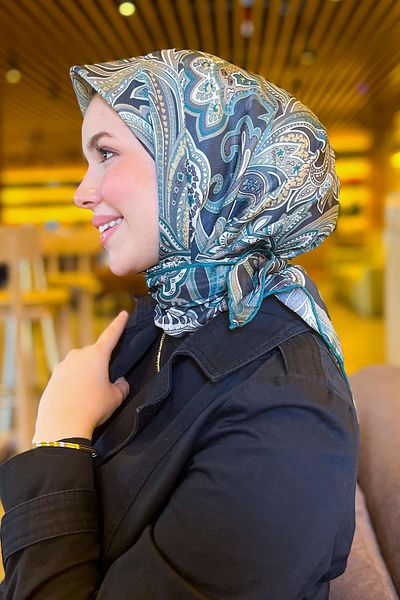Sultan Eşarp Sultan Soft Cotton Scarf - Ρετρό μοτίβο - SSE0238-02 - Μαύρο, Πράσινο