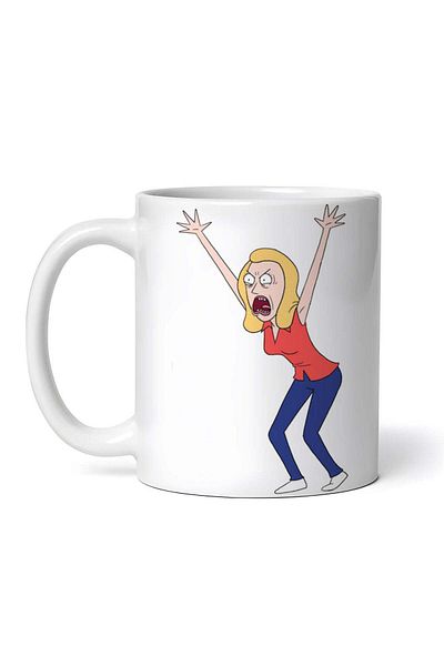 OEM Personalized white mug, Rick and Morty Beth scream, INOVATIX®. 330 ml