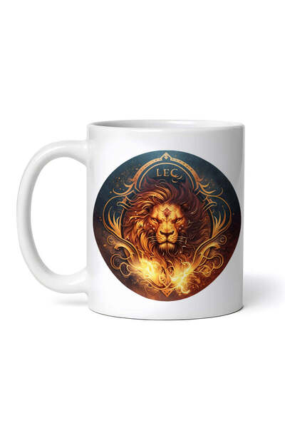 OEM Cană albă personalizată, zodia Leu, Inovatix®. 330 ml