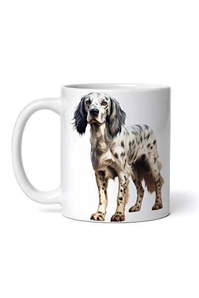 OEM Cană albă personalizată, Setter Englez alb-negru, Inovatix®. 330 ml