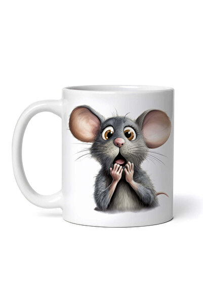 OEM Cană albă personalizată, Șoricel Surprins, INOVATIX®. 330ml