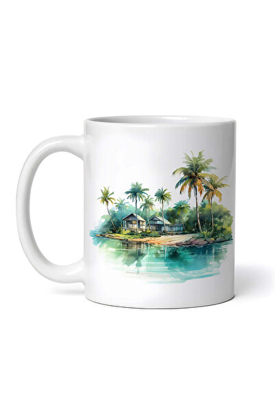 OEM Cană albă personalizată, Sat de case pe insulă, Inovatix®. 330 ml