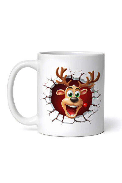 OEM Cană albă personalizată, Reindeer sparge zidul, INOVATIX®. 330ml