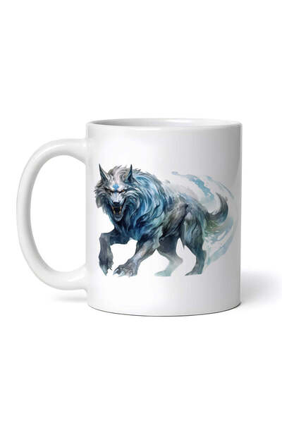 OEM Εξατομικευμένη Λευκή Κούπα, Μυθολογικός Λύκος Fenrir, Inovatix®. 330ml