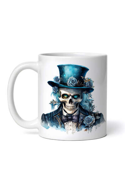 OEM Cană albă personalizată, schelet cu pălărie, Inovatix®. 330 ml