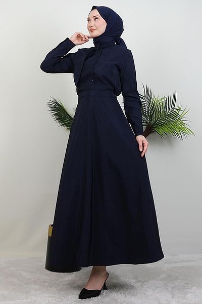 GİYZAMİLA Σετ με λεπτομέρεια πέτο Φούστα Navy Blue