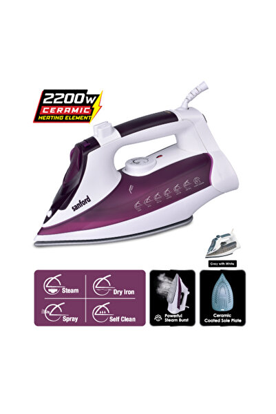Sanford Sanford 2200W Ceramic Coated Steam Iron with Anti-Drip and Self-Cleaning