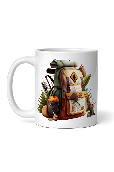 OEM Cană albă personalizată, rucsac echipat pentru o călătorie, Inovatix®. 330 ml