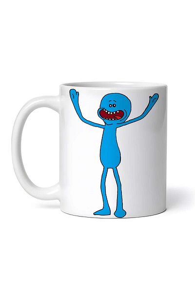 OEM Personalized white mug, Rick and Morty Meeseeks and Destroy with big mouth, INOVATIX®. 330ml
