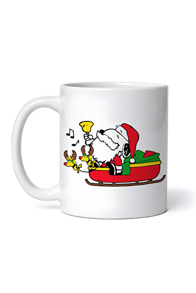 OEM Cană albă personalizată, Snoopy Moș Crăciun în sanie, Inovatix®. 330 ml