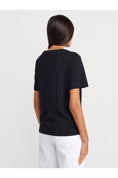 Dilvin 31763 Crew Neck T-Shirt-Black