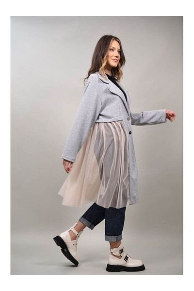 Acqua & Limone LONG JACKET COMBINED WITH SERRNADE TULLE ONE-WAISTED Gray