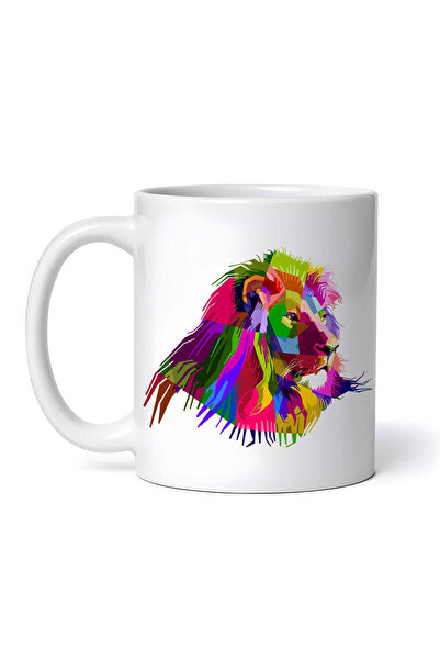 OEM Εξατομικευμένη λευκή κούπα, Πρισματικό Γεωμετρικό Λιοντάρι, INOVATIX®. 33...