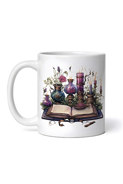 OEM Cană albă personalizată, tablou mistic cu lumânări, flori și cărți, Inova...