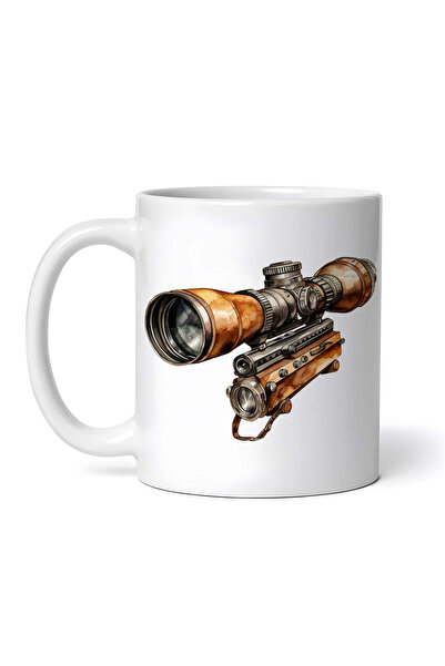 OEM Cană albă personalizată, lunetă de vânătoare rifl3, INOVATIX®. 330ml