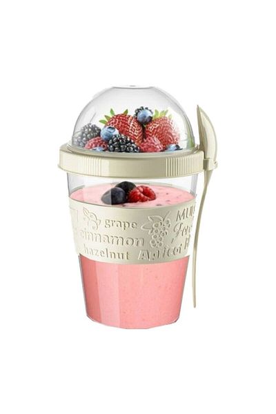 Titiz Leon Life Yogurt Cup with Spoon and Fruit Bowl Taken Yogurt Container Turquoise Color