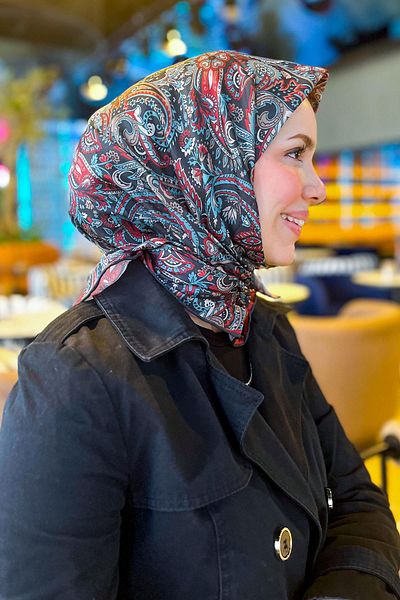 Sultan Eşarp Sultan Soft Cotton Scarf - Ethnic Pattern - SSE0237-01 - Μαύρο, Κόκκινο, Μπλε