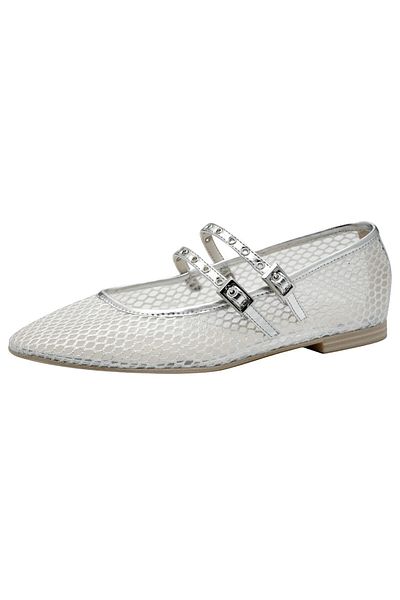 Tamaris Damen Klassische Ballerina 1-22143-44 Silberfarben 941 Silver Textil/synthetik