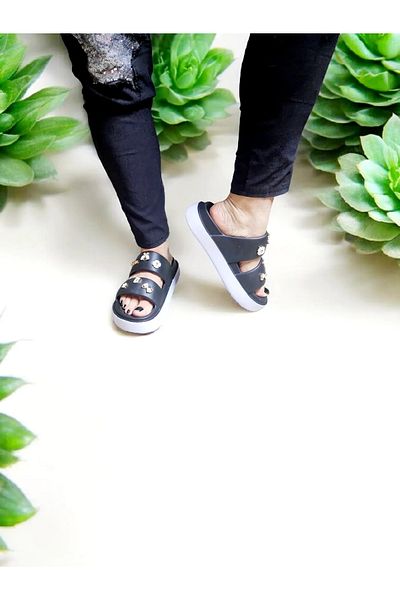 AkınalBella Eva Double Tape Sticker Detailed Pool, Sea, Beach Slippers