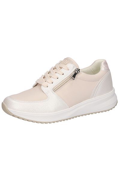 Waldläufer Damen Low Sneaker H-mara Low Top 765h01-101 Creme 111 Perl Leder Mit Eva & Herausnehmbar